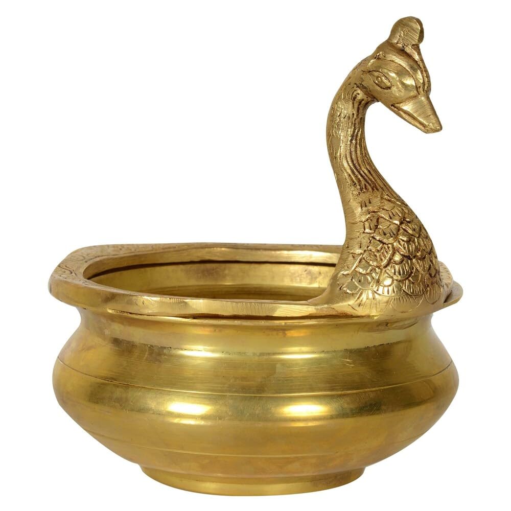 brass 6" peacock urli for home décor/gift item